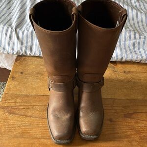 Frye tall leather harness boots in cognac. Excellent condition -  like new.